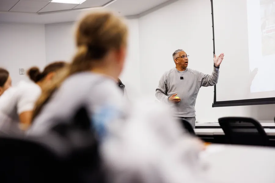 Student athlete meeting with college recruiting advisor