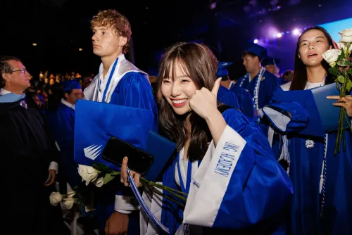 Student athletes celebrating graduation